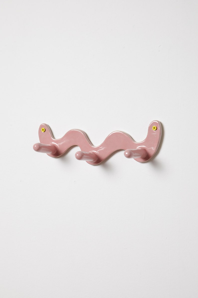 Pink Wiggle Ceramic Wall Hook image 1