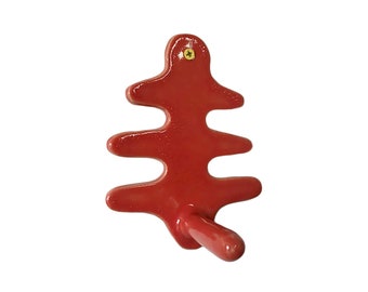 Coral Red Spine Ceramic Wall Hook