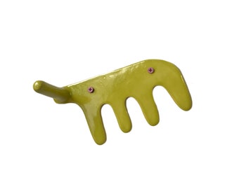 Neon Chartreuse Comb Ceramic Wall Hook