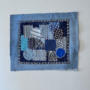 Patches of Different Sizes of Denim Hand Sewn With the Japanese Sashiko ...