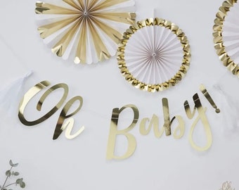 Gold Baby Shower Bunting, Baby Shower Banner, Neutral Baby Shower Decorations, Gender Reveal Bunting, Baby Banner, Gold Baby Shower Banner