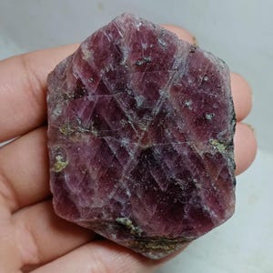 Natural Rough Ruby: Untreated Mozambique Rough, July Birthstone, Biggest Specimen For Gift, Size 46x62mm.