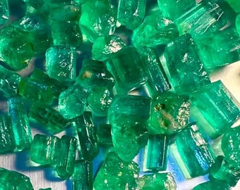 20 Pcs Natural Colombian Emerald Rough Lot: Untreated Gemstone, 4-6mm