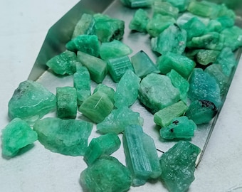 20 Pièces émeraude Brute Colombienne - 8 Mm, Naturelle, Non Traitée - Pour Bijoux Ou Collection