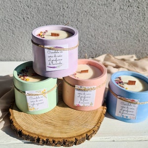 Candele cera di soia profumate stoppino legno con semi piantabili idea regalo compleanno bomboniere battesimo matrimonio nascita laurea