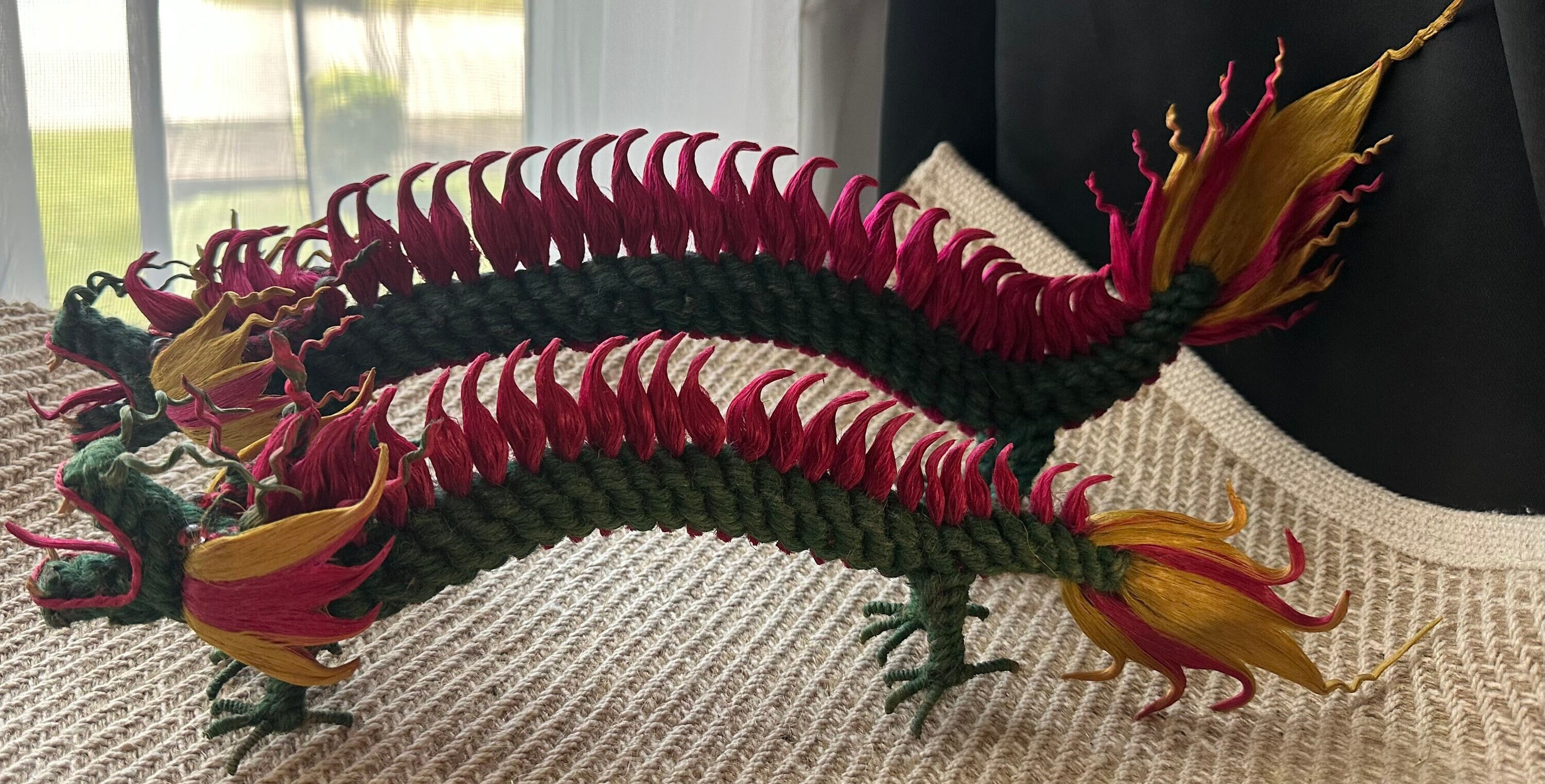 Vintage Braided Jute Rope Lucky Dragons Figures Hademade Etsy