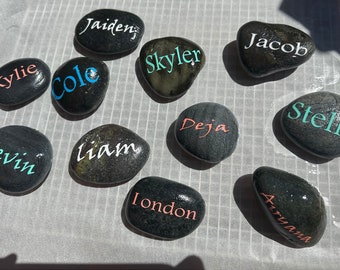 Personalized Rocks - Place Card Rocks - Name Stones - Eco Friendly Wedding Decor