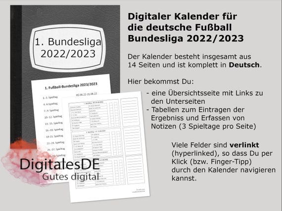 Deutsche Fußball Bundesliga Kalender Für Remarkable 2 in - Etsy