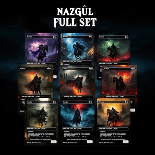 Nazgul Full Set MTG Proxy Custom Card Set x9 Cards Top Quality Full Art + Upgrade LotN - Ring - Castle