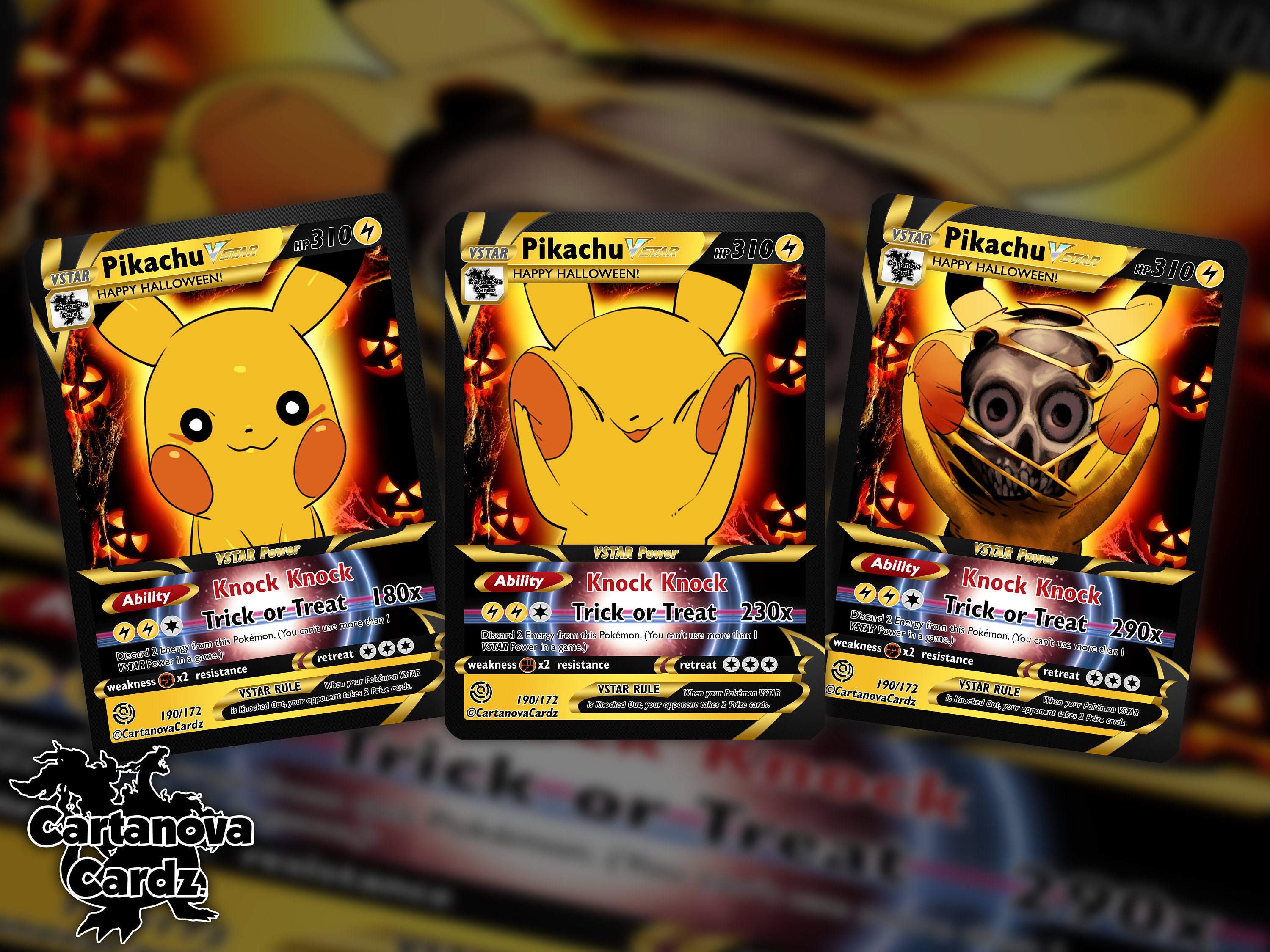 Zombie Pikachu VMAX Custom Full Art Holo Trading Card 