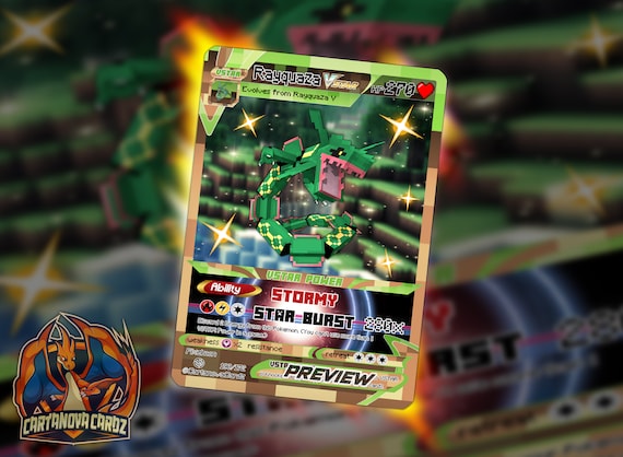 Holo Shiny Rayquaza / Custom holographic Pokémon card / V Card -   Portugal