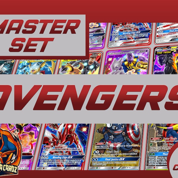 Master Set Avengers x Pokemon Custom Pokemon Card Premium Quality Set 10 Cards