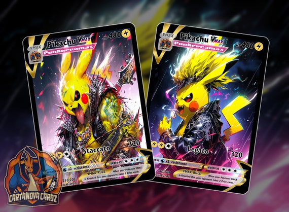 Pikachu Vmax Black Gold Custom Pokemon Card Holographic Set 