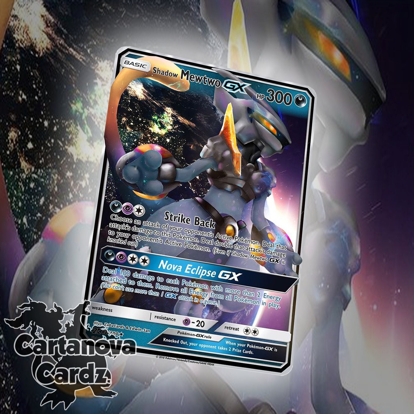 Shadow Mewtwo & Lugia Tag Team GX Custom Made 