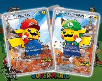 Pikachu Mario & Luigi Cosplay Proxy Pokemon Card Qualità Premium Set 2 carte