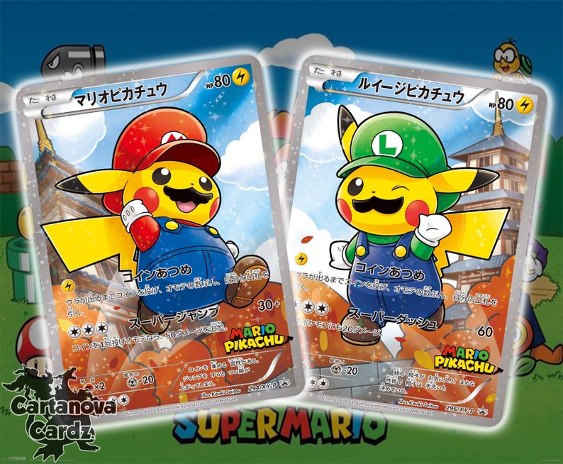 Pikachu Mario Luigi Cosplay Proxy Pokemon Card Premium Etsy Sweden