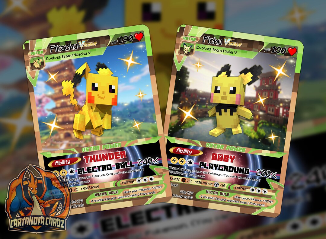 Pixelmon Pikachu & Pichu VSTAR Custom Pokemon Card Holographic Top Quality  Set X2 Cards - Etsy Finland