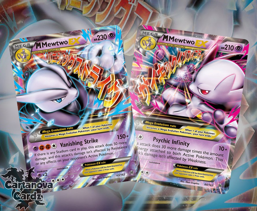 M Mewtwo & Mega Evolution Ex Proxy Pokemon Card Premium Quality