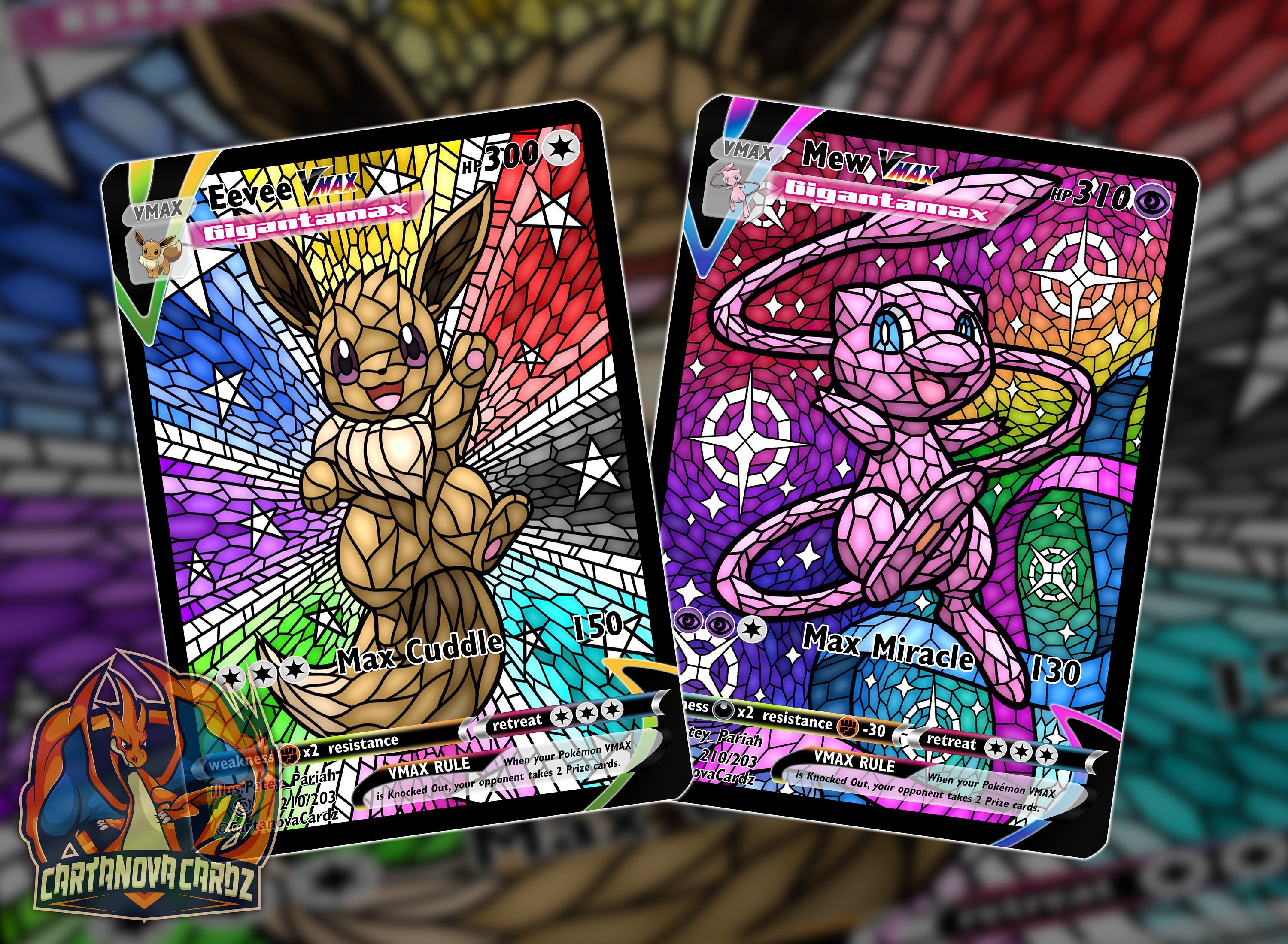 Mew Vmax & Mew V Proxy Pokemon Card Set 2 Cards Gigantamax 