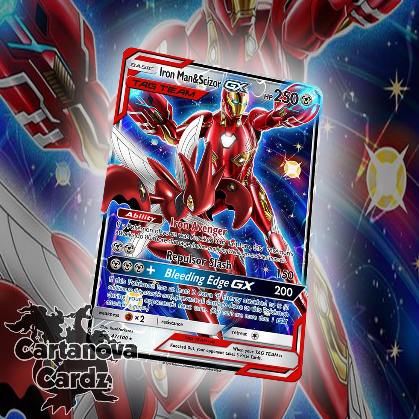 Iron Man & Scizor Gx Custom Pokemon Card Premium Quality Etsy Australia