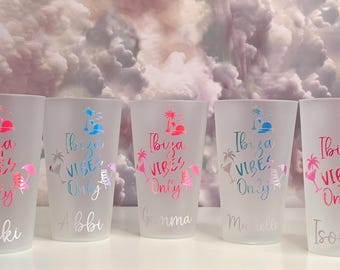 Personalised Holiday Frosted Cup 500ml Special Occasion Birthday Celebration Hen Party Wedding Holiday Weekend Away