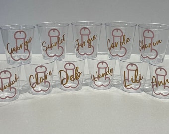 Personalised Willy Hen Do Plastic Shot Glasses Hen Party Bride tribe I Do Crew Hen Night