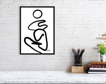 Woman Seated Minimalist Line Art Print | three sizes | frame option | Mothering Sunday | Abstract Female body line art