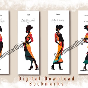 Black Woman Fashion Bookmarks: African Art, Affirmations (Digital Download)