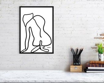 Woman Back Minimalist Line Art Print | three sizes | frame option | Mothers Day Gift | Female body line art