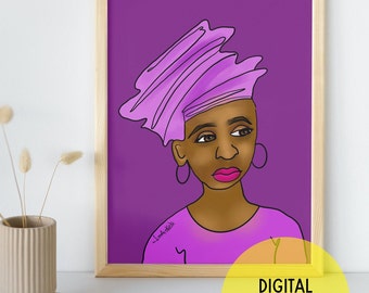 Tribal african printable wall art - pink JPEG PNG| bday gifts for her | digital print | instant download | wall decor | african american