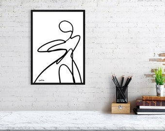 Woman Glamorous Minimalist Line Art Print | three sizes | frame option | Mothers Day Gift | Female Body Line Art