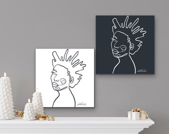 Printable wall art women line drawing, Black history month, African woman, black art, Afro hair