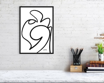 Woman wrapped figure minimalist line art print | three sizes | frame option | Mothering Sunday Gift | Abstract female body line art