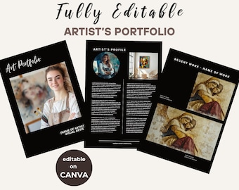 Plantilla de Canva para portafolio de artista: Catálogo de arte editable (descarga digital)