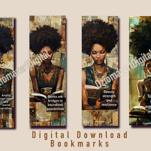 African Girl Illustrated Bookmarks: Coffee Lover Gift (Digital Download)