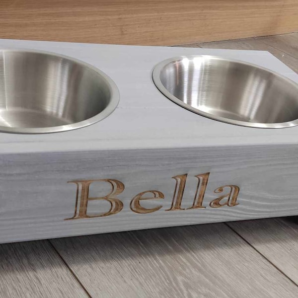 Personalised Wooden Dog Bowl stand, Dog Food Bowl, Water Bowl,  Small Dog Bowl animal dog feeding station stand