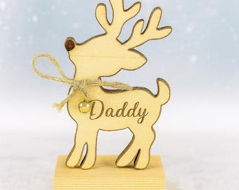 Personalized Wooden Reindeer Decoration – Custom Name Christmas Ornament Christmas gift decor