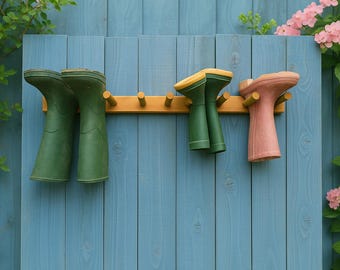 Oak Waxed Welly Rack, Wellington Wellies Wooden Rack Boot Holder
