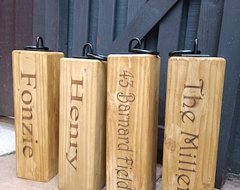 PERSONALISED Rustic NEW Solid Wood Door Stop , Farm house decor , barn 2 sizes Door Stopper Block Tall Door Block