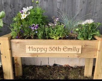 PERSONALISED Garden Flower Herb Planter, Wooden Herb Box, Handmade Herb Planter, Garden Planter, Outdoor Herb Flower Planter, Planter Box