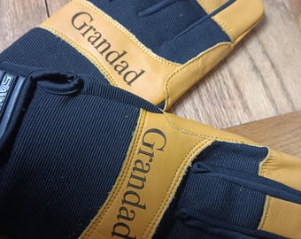 PERSONALISED Leather Gardening Gloves Working Women Men Garden Safety Gardener Thorn Proof Heavy Duty Rigger Mechanic Builder Construction