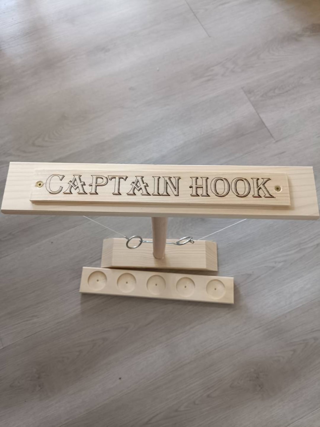 PERSONALISED UK Table Top Wooden Hook and Ring Toss Battle Game Toys ...