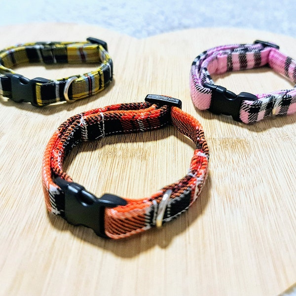 Tiny dog collar, XS dog collar for chihuahuas, toy poodles, toy dog breed, small dog accessories, Puppy collar, tartan dog or puppy collar,