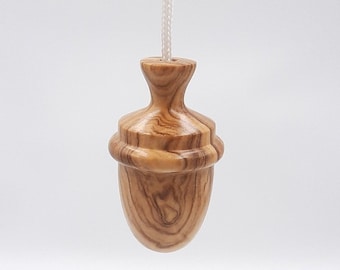 Acorn light pull hand-turned in Olive wood