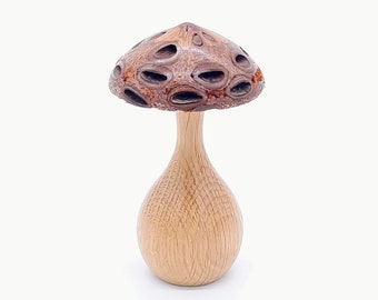 Hand-turned toadstool in Oak & Banksia Nut