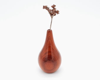 Hand-turned wooden bud vase in Padauk