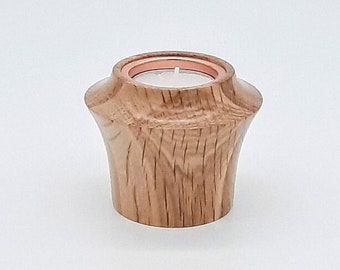 Hand-turned wooden tealight holder in Oak