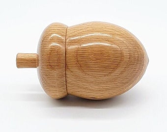 Giant ornamental acorn hand-turned in laminated Oak