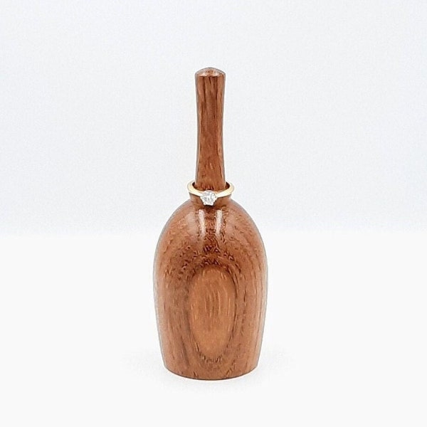 Elegant ring stand hand-turned in exotic Masasa wood