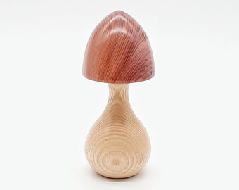 Hand-turned wooden toadstool in Yew & Ash